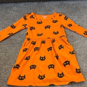 Cat & Jack Orange Dress with Black Cat Print